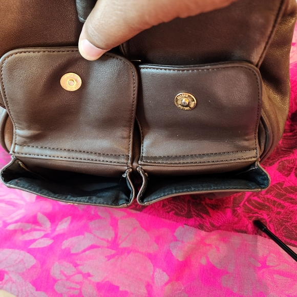 Charter Club Classics Medium Brown Leather Sling Backpack Purse with Drawstring. - Picture 5 of 9